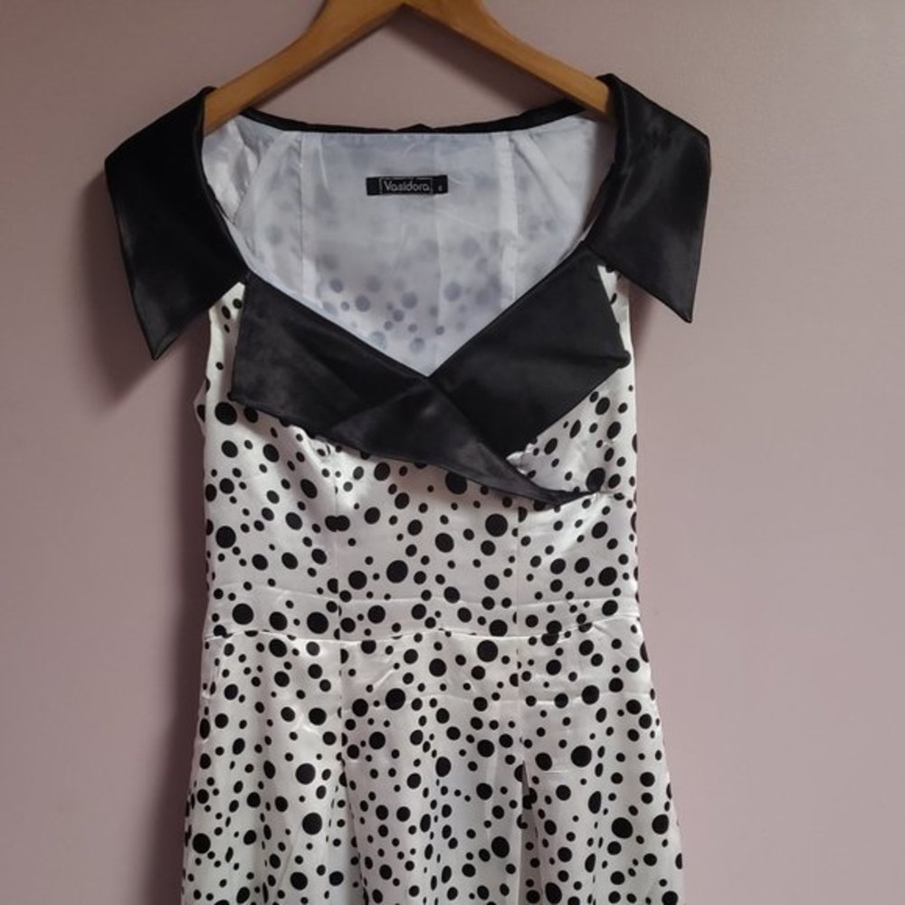 Vasidora Women's Dress - Size Small - Black Polka Dots - Pre-Owned